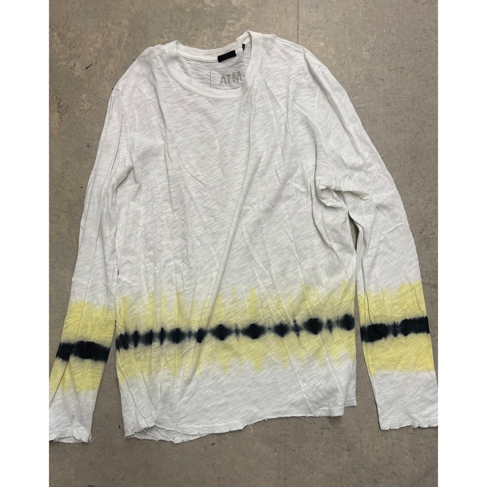 ATM Anthony Thomas Melillo Tie Dye Long Sleeve‎ Top White Yellow Black XL